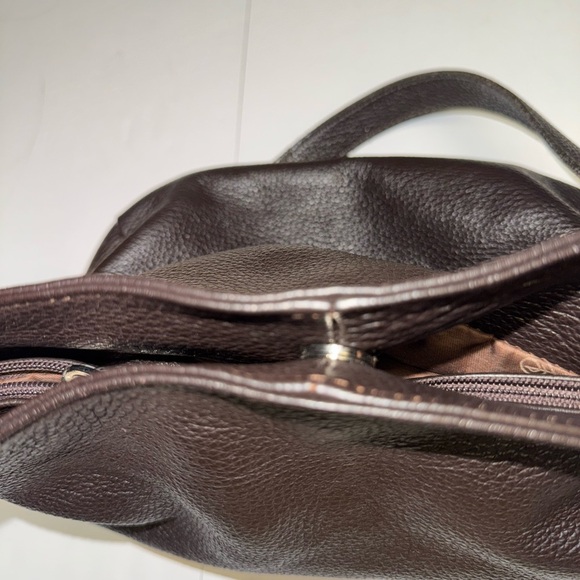 Vintage Italian Dark Brown Pebbled Leather Shoulder Bag Tote Bag - Picture 8 of 14